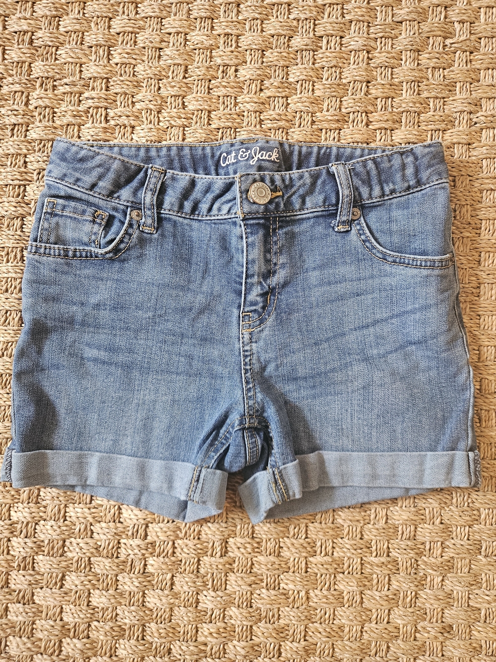 Cat & Jack Girls' Light Blue Denim Roll-Cuff Shorts